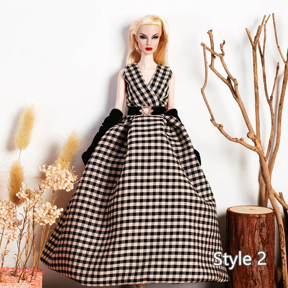 Black White Plaid Vintage Doll Dress