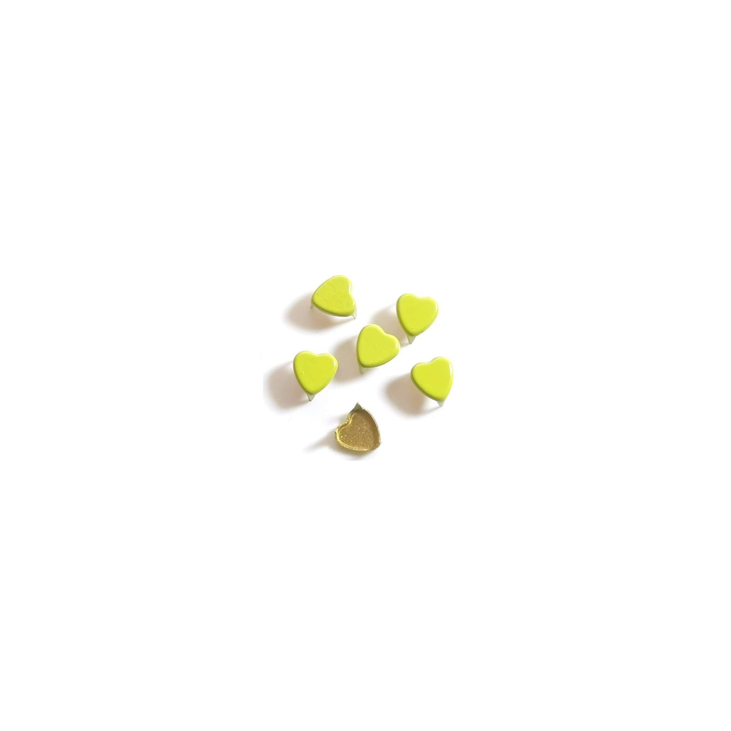 Heart Shape Doll Claw Studs Yellow Green