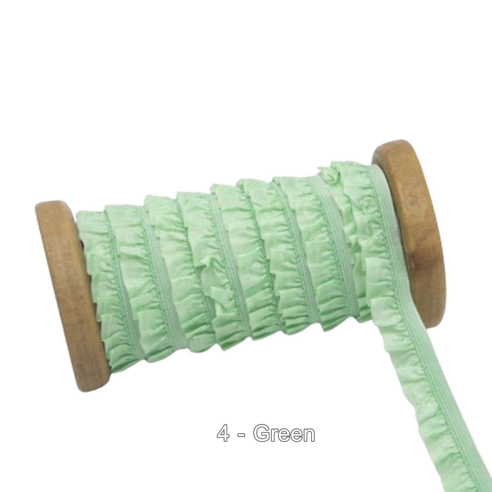 Pleated Elastic Trim Green