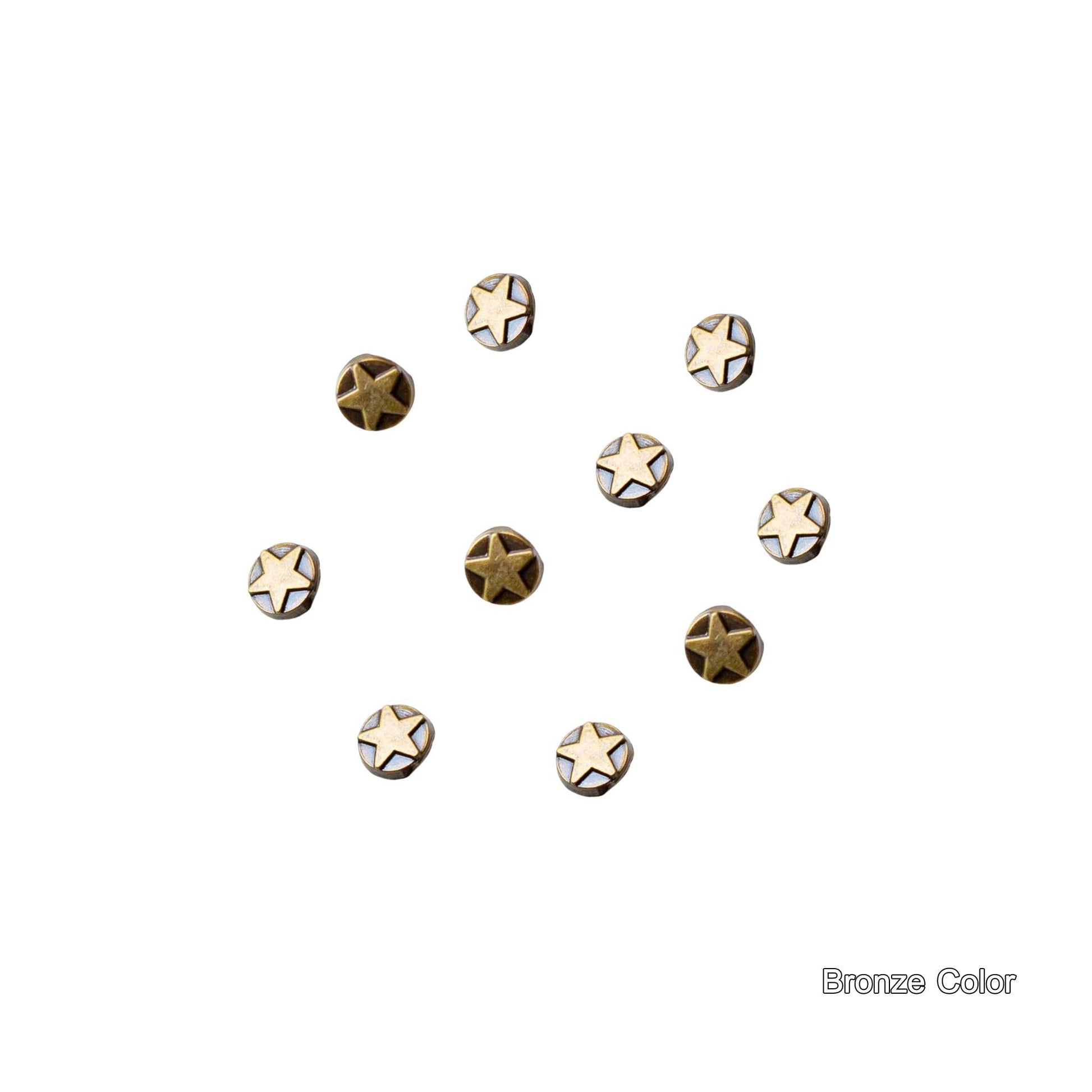 Tiny Buttons for Doll Clothes Star Charms Bronze