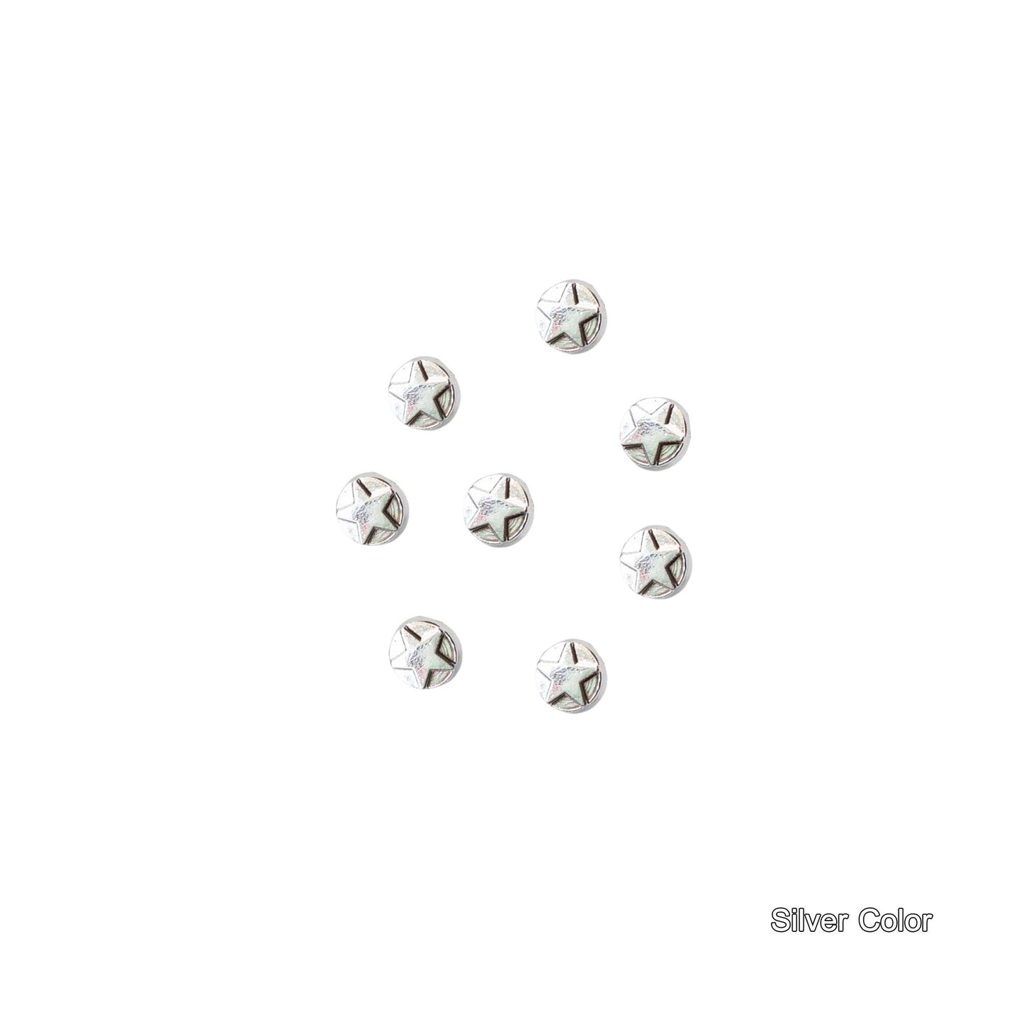 Tiny Buttons for Doll Clothes Star Charms Silver