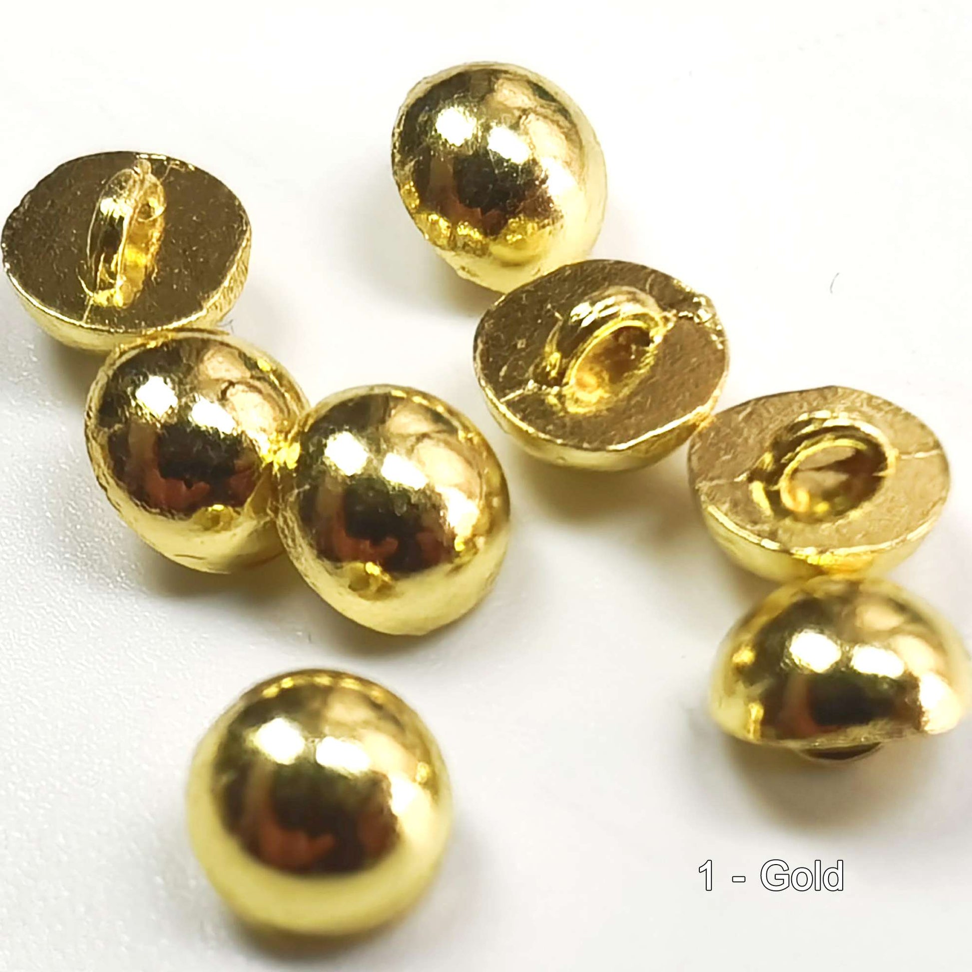 Tiny Round Shank Buttons for Doll Gold