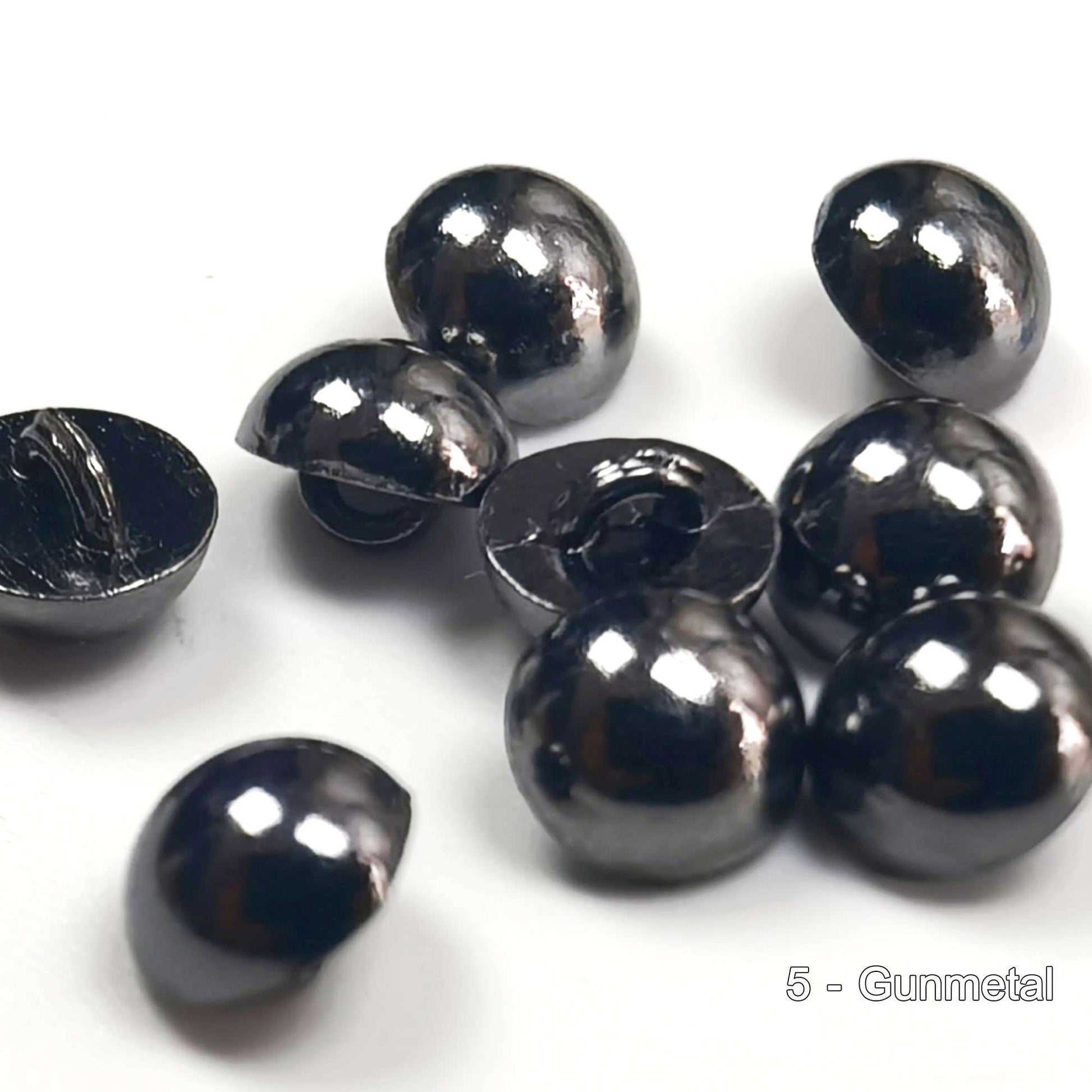 Tiny Round Shank Buttons for Doll Gunmetal