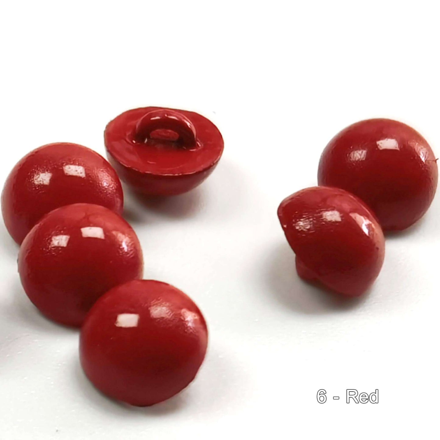 Tiny Round Shank Buttons for Doll Red