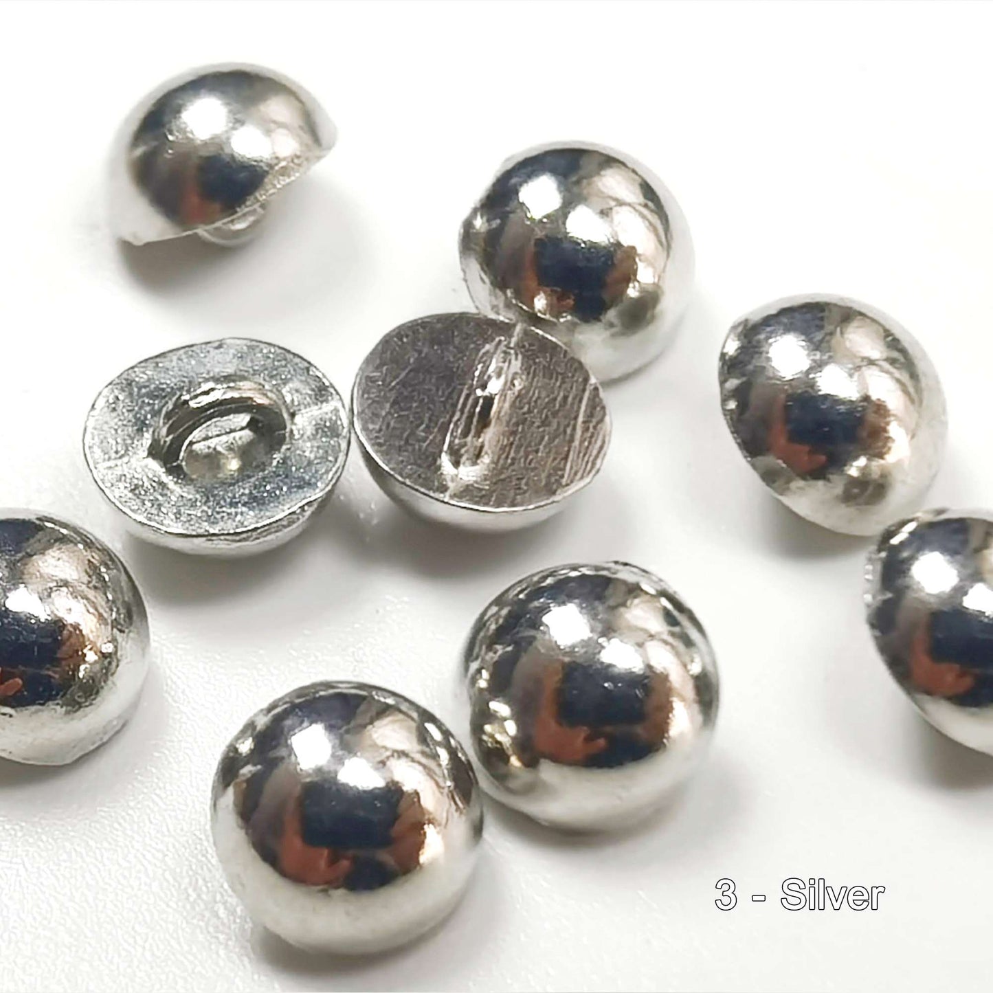 Tiny Round Shank Buttons for Doll Silver